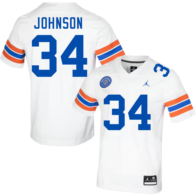 Myles Johnson Florida Jersey,Florida Gators #34 Myles Johnson Uniforms,Jersey Youth-Throwback White